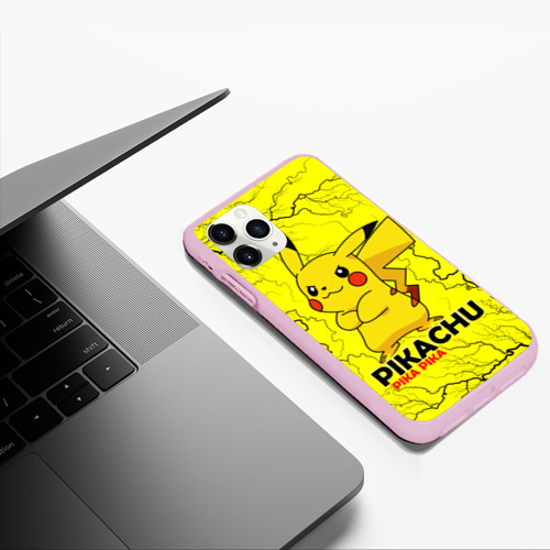 Чехол для iPhone 11 Pro Max матовый Pikachu Pika Pika, цвет розовый - фото 5