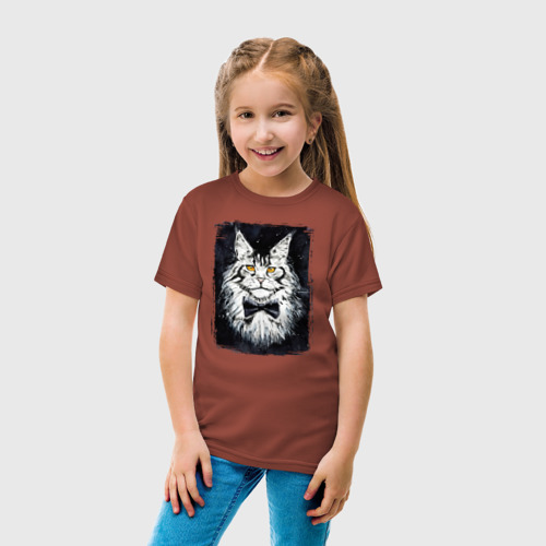 Детская футболка хлопок Гордый Кот с бабочкой, цвет кирпичный - фото 5