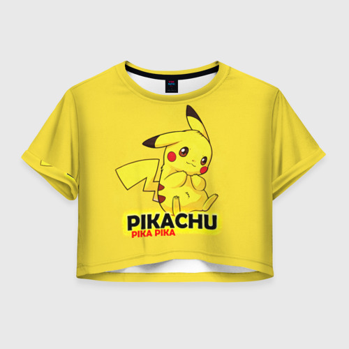 Женская футболка Crop-top 3D Pikachu Pika Pika, цвет 3D печать