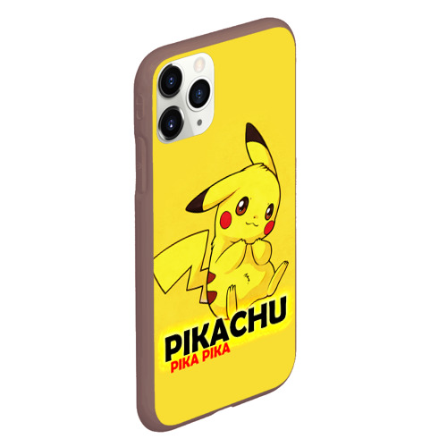 Чехол для iPhone 11 Pro матовый Pikachu Pika Pika, цвет коричневый - фото 3