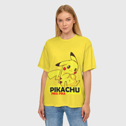 Женская футболка oversize 3D Pikachu Pika Pika - фото 2