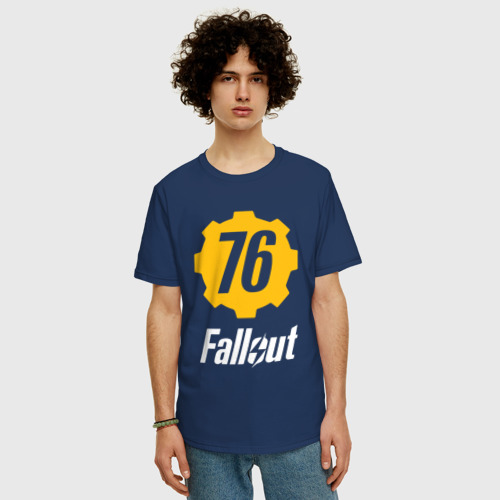 Мужская футболка хлопок Oversize с принтом FALLOUT76, фото на моделе #1