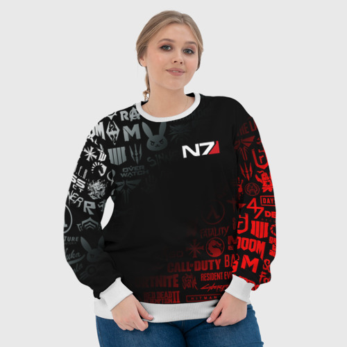 Женский свитшот 3D Mass Effect N7, цвет 3D печать - фото 6