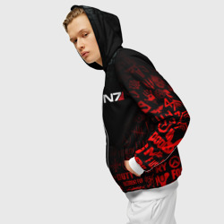 Толстовка с принтом Mass Effect N7 для мужчины, вид на модели спереди №3. Цвет основы: белый