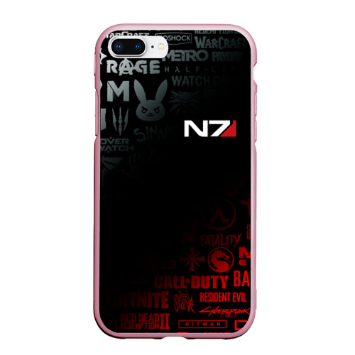 Чехол для iPhone 7Plus/8 Plus матовый Mass Effect N7, цвет розовый