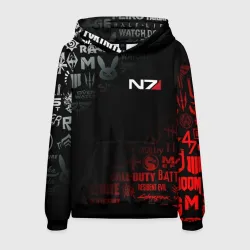 Мужская толстовка 3D Mass Effect N7