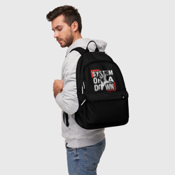 Рюкзак с принтом System of a Down для любого человека, вид спереди №2. Цвет основы: белый