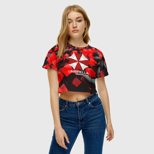 Женская футболка Crop-top 3D Umbrella Corp. - фото 3