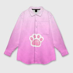 Женская рубашка oversize 3D Розовая лапка с подушечками