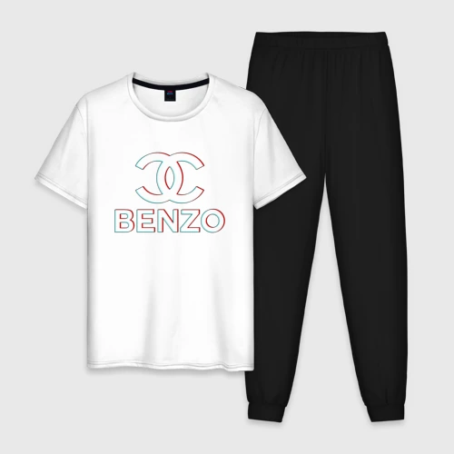 Мужская пижама с белой футболкой хлопок BBT benzo gang