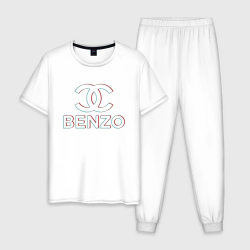 Мужская пижама с белой футболкой хлопок BBT benzo gang
