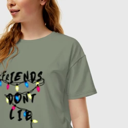 Женская футболка хлопок Oversize Friends dont lie - фото 2