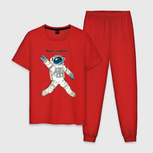 Мужская пижама хлопок с принтом Rock in Space, вид спереди #2