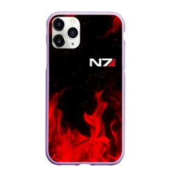 Чехол для iPhone 11 Pro Max матовый Mass Effect N7 red fire Масс эффект Н7 огонь