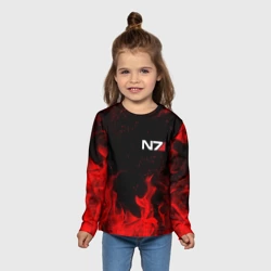 Детский лонгслив 3D Mass Effect N7 red fire Масс эффект Н7 огонь - фото 2