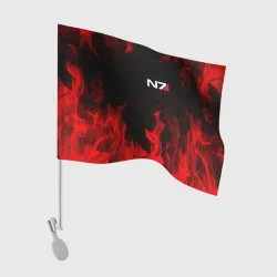 Флаг для автомобиля Mass Effect N7 red fire Масс эффект Н7 огонь