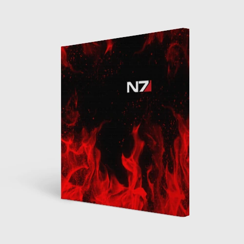 Холст квадратный Mass Effect N7 red fire Масс эффект Н7 огонь