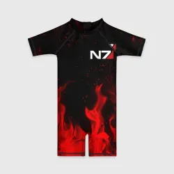Детский купальный костюм 3D Mass Effect N7 red fire Масс эффект Н7 огонь