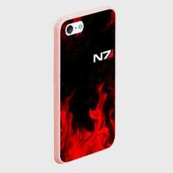 Чехол для iPhone 5/5S матовый Mass Effect N7 red fire Масс эффект Н7 огонь - фото 2