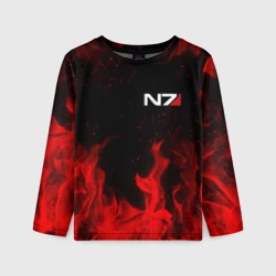 Детский лонгслив 3D Mass Effect N7 red fire Масс эффект Н7 огонь