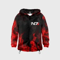 Детская ветровка 3D Mass Effect N7 red fire Масс эффект Н7 огонь