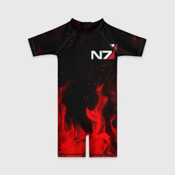 Детский купальный костюм 3D Mass Effect N7 red fire Масс эффект Н7 огонь