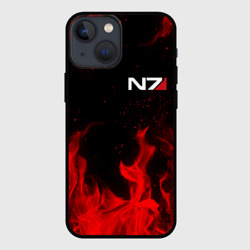 Чехол для iPhone 13 mini Mass Effect N7 red fire Масс эффект Н7 огонь