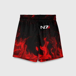 Детские спортивные шорты 3D Mass Effect N7 red fire Масс эффект Н7 огонь