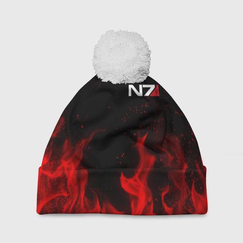 Шапка 3D c помпоном Mass Effect N7 red fire Масс эффект Н7 огонь, цвет 3D печать