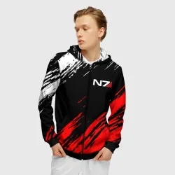 Мужская толстовка 3D на молнии Mass Effect N7 - фото 2