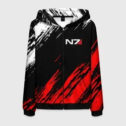Мужская толстовка 3D на молнии Mass Effect N7