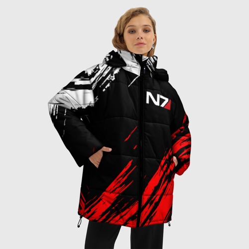 Женская зимняя куртка Oversize Mass Effect N7, цвет красный - фото 3