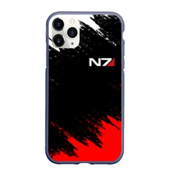 Чехол для iPhone 11 Pro Max матовый Mass Effect N7 Масс эффект Н7 брызги красок