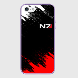 Чехол для iPhone 5/5S матовый Mass Effect N7 Масс эффект Н7 брызги красок