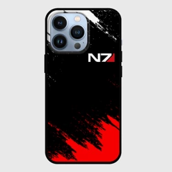 Чехол для iPhone 13 Pro Mass Effect N7 Масс эффект Н7 брызги красок