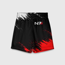 Детские спортивные шорты 3D Mass Effect N7 Масс эффект Н7 брызги красок