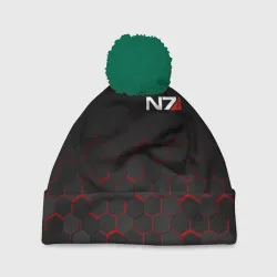 Шапка 3D c помпоном Mass Effect N7 Масс эффект Н7