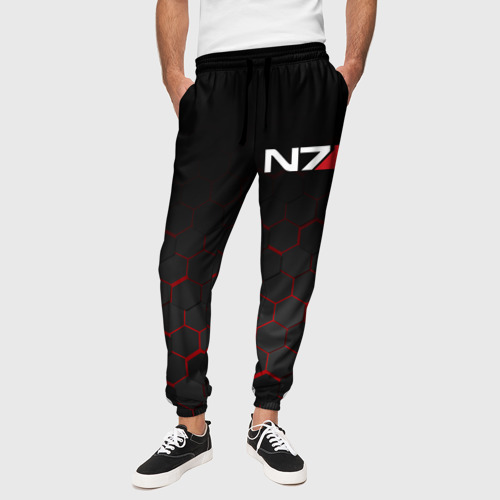 Мужские брюки 3D с принтом MASS EFFECT N7 | МАСС ЭФФЕКТ Н7, вид сбоку #3