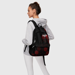 Рюкзак с принтом Mass Effect N7 для любого человека, вид спереди №4. Цвет основы: белый