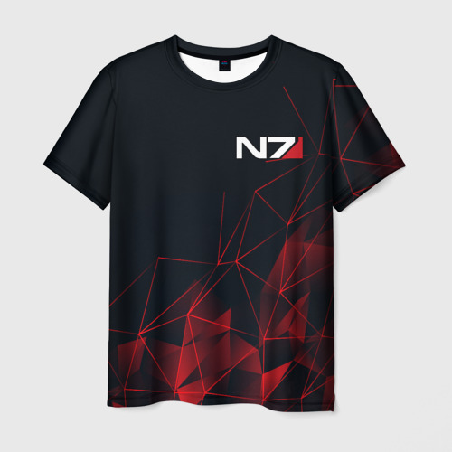 Мужская футболка с принтом Mass Effect N7, вид спереди №1