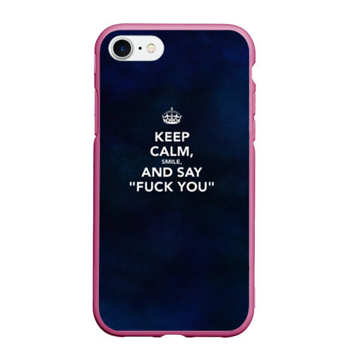 Чехол для iPhone 7/8 матовый Keep calm, цвет малиновый