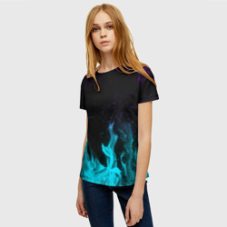Женская футболка 3D Неоновый огонь neon fire - фото 2