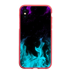 Чехол для iPhone XS Max матовый Неоновый огонь neon fire