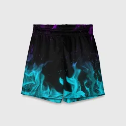 Детские спортивные шорты 3D Неоновый огонь neon fire