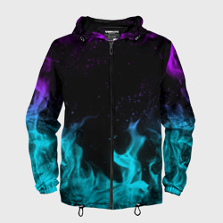 Мужская ветровка 3D Неоновый огонь neon fire