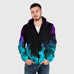 Мужская ветровка 3D Неоновый огонь neon fire - фото 2