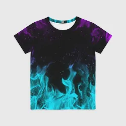 Детская футболка 3D Неоновый огонь neon fire