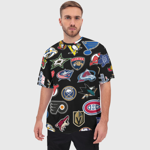 Мужская футболка oversize 3D NHL pattern, цвет 3D печать - фото 3