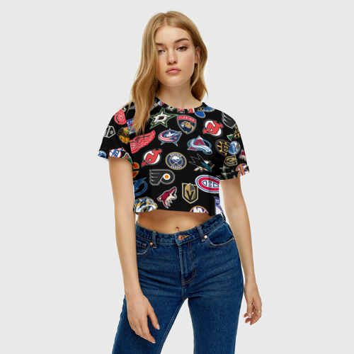 Женская футболка Crop-top 3D NHL pattern, цвет 3D печать - фото 4