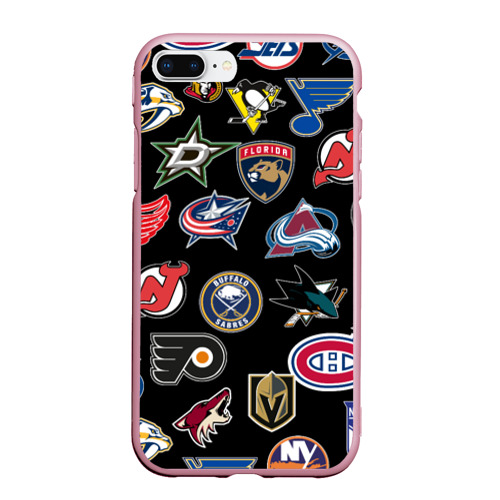 Чехол для iPhone 7Plus/8 Plus матовый NHL pattern, цвет розовый